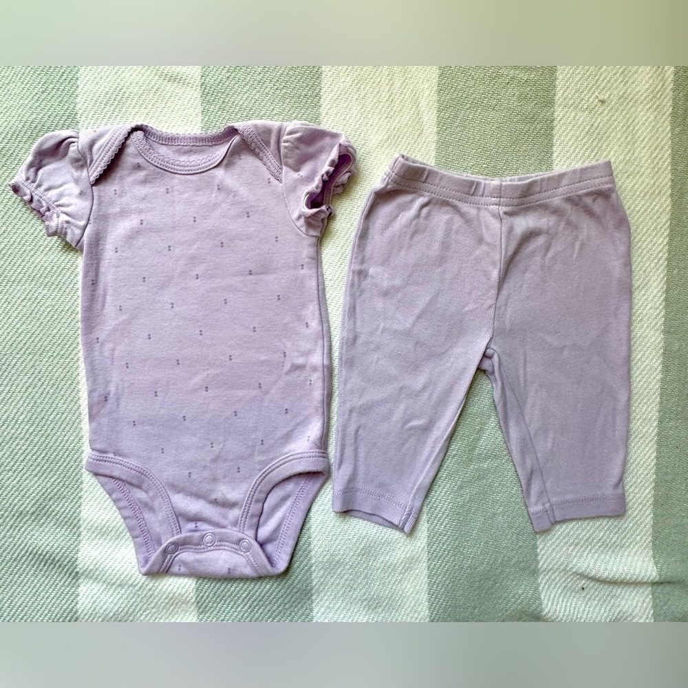 3/$10 Sale 0-3 Month Lavender Onesie Matching Set